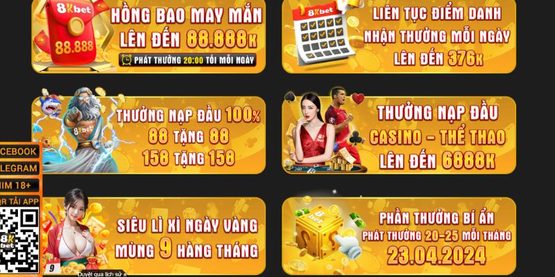 8Kbet cung cấp nhiều chương trình khuyến mãi hấp dẫn